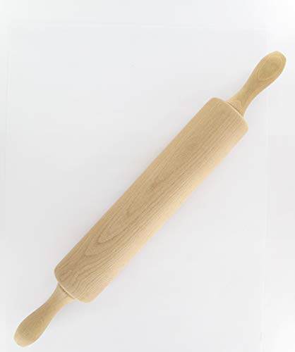 Zenker Cocina Grande rodamientos y Mangos Laterales para amasar Fino, Rodillo para repostería o pastelería, 1ud, Madera Natural, Ø6,5x25cm