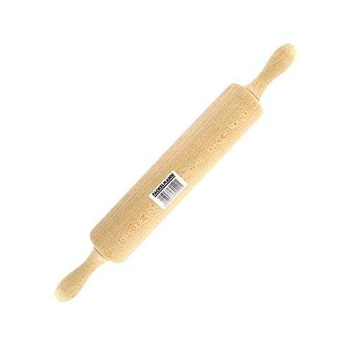 Zenker Cocina Grande rodamientos y Mangos Laterales para amasar Fino, Rodillo para repostería o pastelería, 1ud, Madera Natural, Ø6,5x25cm