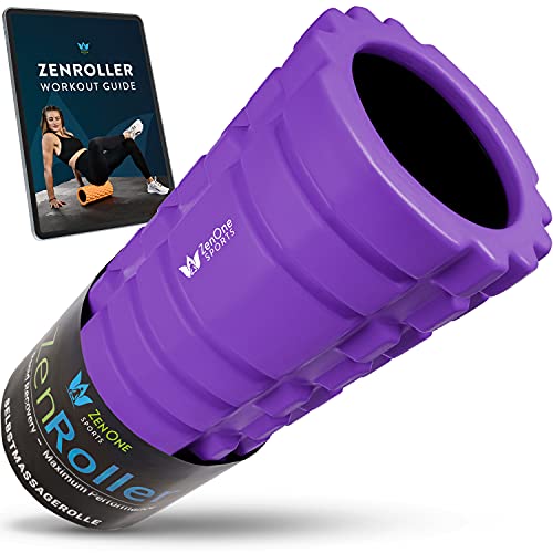 ZenRoller Light Rodillo de Espuma para los Puntos Gatillo, Rodillo de Masaje para la Tensión Muscular, promueve la Circulación Sanguínea y la Regeneración Muscular, Incl. ebook y Ejercicios (Púrpura)