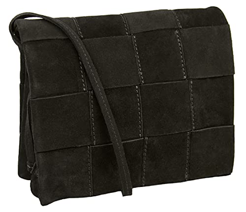 Zerimar Bolso de Hombro Mujer Piel Ante | Bolso Bandolera Mujer Pequeño | Bolso Elegante | Bolso Bandolera | Medidas: 21x18x8 cm Color: Negro