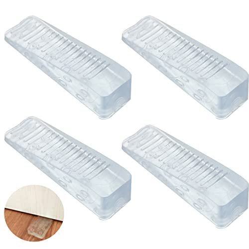 Zhioudz 4 Pcs Topes para Puertas,Cuña Puerta,Retenedor Puertas,Tope de Puerta para Suelo,Antideslizante Protección de Pared y Muebles Adecuado,para Cualquier Puerta(Transparente)