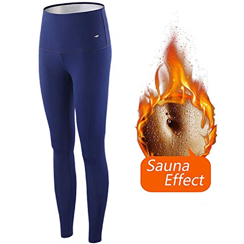 ZHRUI Pantalones para Adelgazar,Pantalones Deportivos Mujer, Pantalón de Sudoración Adelgazar, Leggings Push Up, Mallas Termicos de Neopreno, Faja Reductora Adelgazante para Deporte (Azul, S)