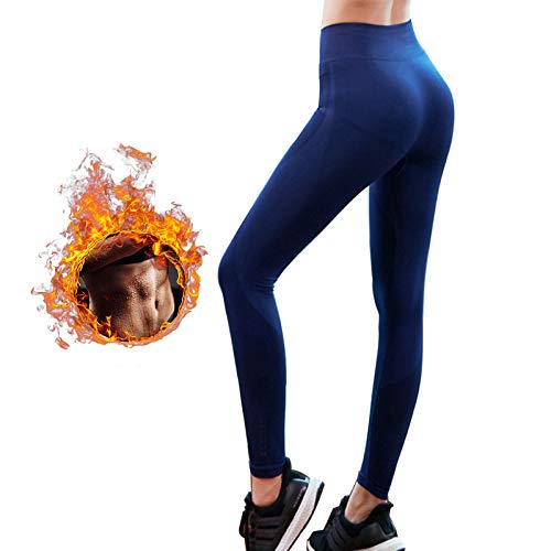 ZHRUI Pantalones para Adelgazar,Pantalones Deportivos Mujer, Pantalón de Sudoración Adelgazar, Leggings Push Up, Mallas Termicos de Neopreno, Faja Reductora Adelgazante para Deporte (Azul, S)