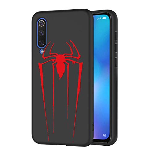 ZhuoFan Funda Xiaomi Redmi Note 8 Pro Cárcasa Silicona Ultrafina Negra con Dibujos Diseño Suave TPU Antigolpes de Protector Piel Case Cover Fundas para Movil Xiaomi Red mi Note 8Pro, Araña roja