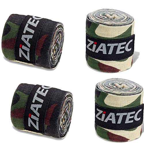 Ziatec Profi Boxing Wraps [3m/4,5m] | Vendas de Boxeo, muñequeras con Pulgares para Crossfit, musculación, Levantar Pesos, tamaño:Talla única, Color:Camo