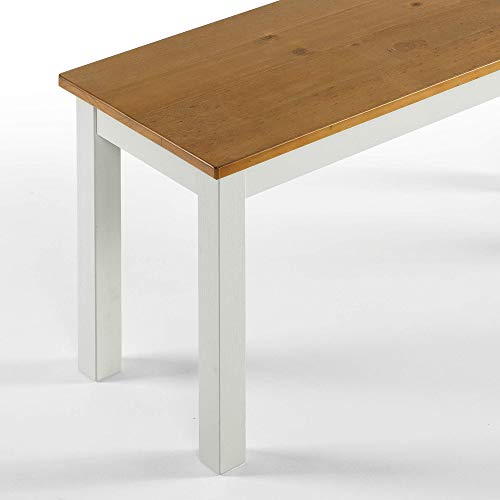 ZINUS Banco de madera Becky de 92 cm, Banco de comedor de madera maciza estilo casa de campo, Montaje sencillo