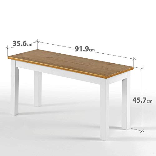 ZINUS Banco de madera Becky de 92 cm, Banco de comedor de madera maciza estilo casa de campo, Montaje sencillo