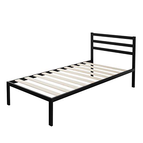 Zinus Cama de plataforma metálica Mia Modern Studio 1500H de 35,5 cm, Base para colchón, Sin necesidad de usar un somier, Sólido soporte de listones de madera, Fácil montaje, 90 x 190 cm