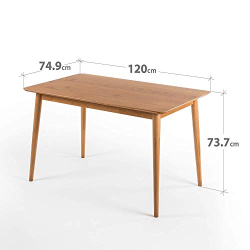 ZINUS Jen Mesa de comedor de madera de 120 cm | Mesa de cocina de madera maciza | Montaje sencillo, natural