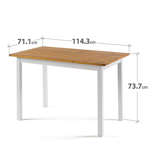 ZINUS Mesa de comedor de madera Becky de 114 cm, Mesa de cocina de madera maciza estilo casa de campo, Montaje sencillo