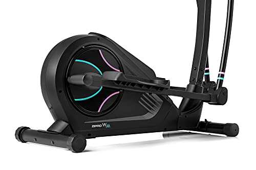 ZIPRO Bicicleta elíptica para Casa HEAT WM, entrenador eliptico, LCD Pantalla, sensores de pulso, ajuste de resistencia, aplicación iConsole + Kinomap, USB, Bluetooth, 150kg, Negro (6299210)