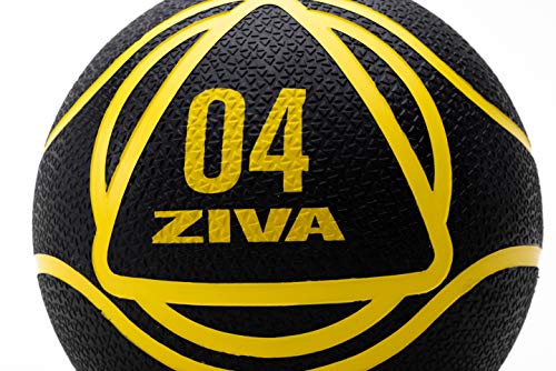 ZIVA Medicine Ball 4 Kg Balón Medicinal, Unisex Adulto, Negro, Talla única