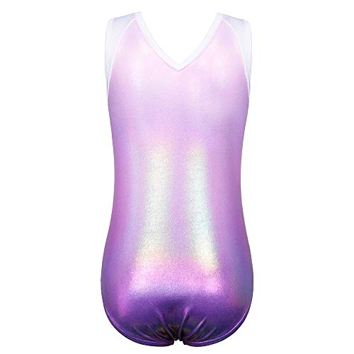 ZNYUNE Niña Maillot de Gimnasia Color Degradado sin Manga 180 Morado 14A