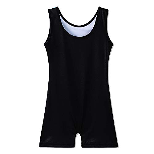 ZNYUNE Niña Maillot Gimnasia Clásico Multicolor Leotardo sin Manga 165 Negro-Azul NO.130