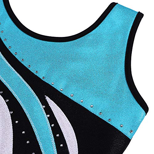 ZNYUNE Niña Maillot Gimnasia Clásico Multicolor Leotardo sin Manga 165 Negro-Azul NO.130