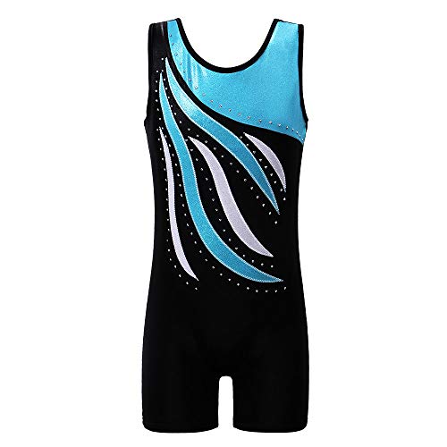 ZNYUNE Niña Maillot Gimnasia Clásico Multicolor Leotardo sin Manga 165 Negro-Azul NO.130