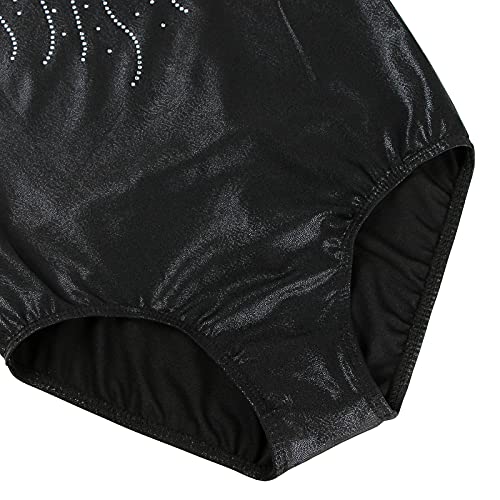 ZNYUNE Niña Maillots de Gimnasia Mangas Largas con Lentejuelas en Tul 272 Negro Mangas 3/4 6A