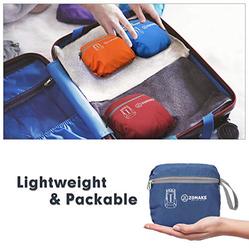 ZOMAKE Mochila Plegable Ligera 25L, Mochilas Pequeñas Compacta para Hombre, Mujer, Viajar, Senderismo, Al Aire Libre(Azul Marino)