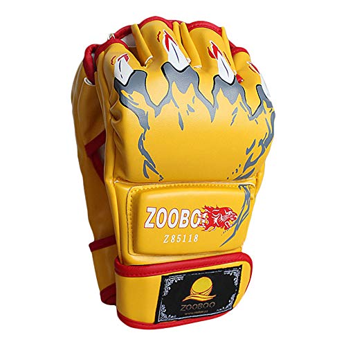 ZooBoo Guantes de Boxeo, Guantes de Artes Marciales Mixtas para Entrenamiento UFC, para Hombres y Mujeres, de Piel, más Acolchados, para Boxeo, Sparring, Muay Thai, Bolsa Pesada Amarillo