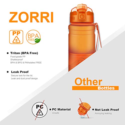 ZORRI Botella de Agua Deportiva - 400ml/500ml/700ml/1000ml sin BPA & a Prueba de Fugas, Reutilizable de plastico tritan, Agua Botellas Ideal con Filtro para niños Adulto, Correr 1-Click Apertura