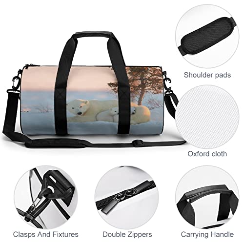 Z&Q Bolsos De Viaje para Hombre para Mujer Oso Polar Bolsa Deportiva para Niños Fácil De Llevar Equipaje De Ejercicio 45x23x23cm