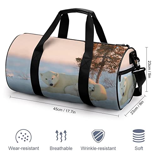 Z&Q Bolsos De Viaje para Hombre para Mujer Oso Polar Bolsa Deportiva para Niños Fácil De Llevar Equipaje De Ejercicio 45x23x23cm