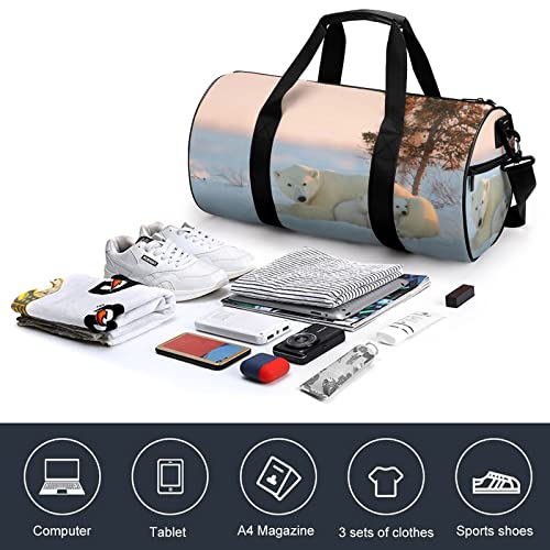 Z&Q Bolsos De Viaje para Hombre para Mujer Oso Polar Bolsa Deportiva para Niños Fácil De Llevar Equipaje De Ejercicio 45x23x23cm