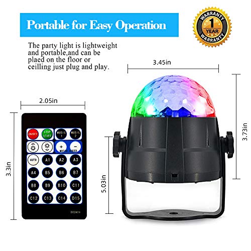 ZStarlite Bola de Luces Discoteca Giratoria para Fiesta con Cable USB, Disco Luz con 15 Colores de Iluminacion, Led Giratoria Luz para Festival,Bar