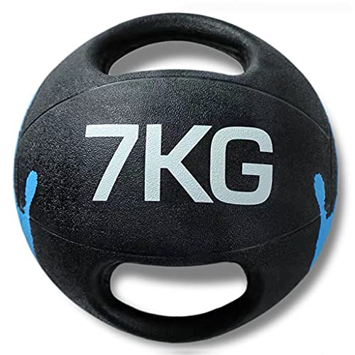 ZXQZ Balones Medicinales Ponderados con Doble Asa, para Gimnasio, Fitness En Casa, Exterior, Interior, Wall Ball para Pilates, HIIT, Ejercicio Entrenamiento con Pelota de Pesas (Size : 7kg)