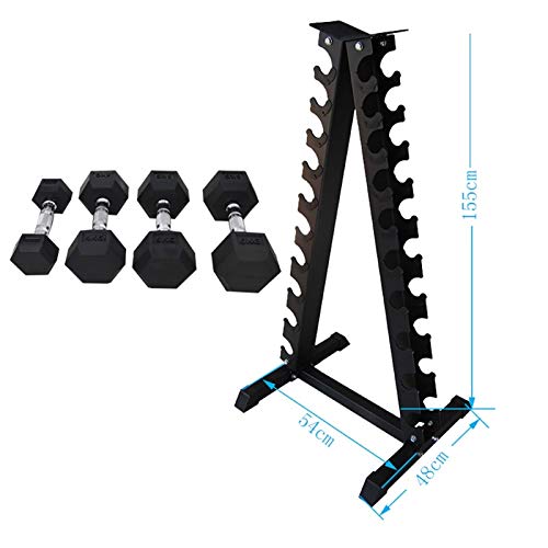 ZZRS Mancuerna de Almacenamiento en Rack, 10 Pares for Uso doméstico, Pesa Rack de Mancuernas hexagonales, A-Frame mancuerna Rack (Color : Black)