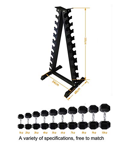 ZZRS Mancuerna de Almacenamiento en Rack, 10 Pares for Uso doméstico, Pesa Rack de Mancuernas hexagonales, A-Frame mancuerna Rack (Color : Black)