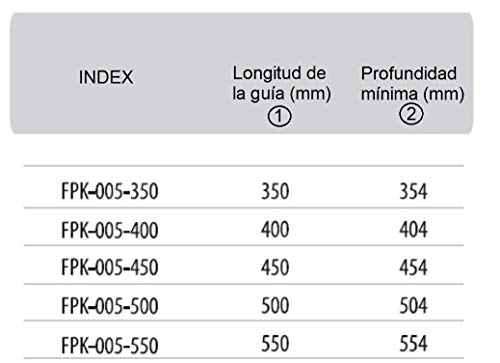 1 par de guías corredoras a bola para cajón L: 350/400/450/500/550 mm/extracción total/cierre suave/carga máxima - 45kg / 50 000 ciclos / FPK005 (L: 500 mm)