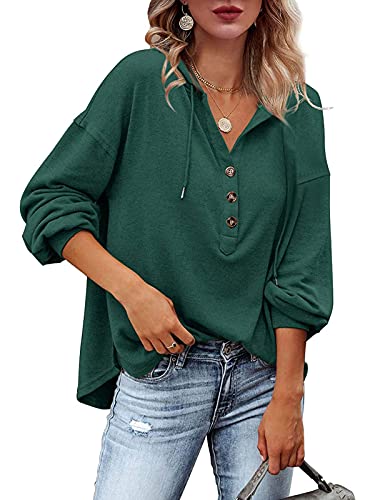 ABINGOO Mujer Sudaderas con Capucha Casual Sudadera Manga Larga Sweatshirt Suelto Oversize Invierno Otoño Suéter Pullover Tops(Verde,XL)