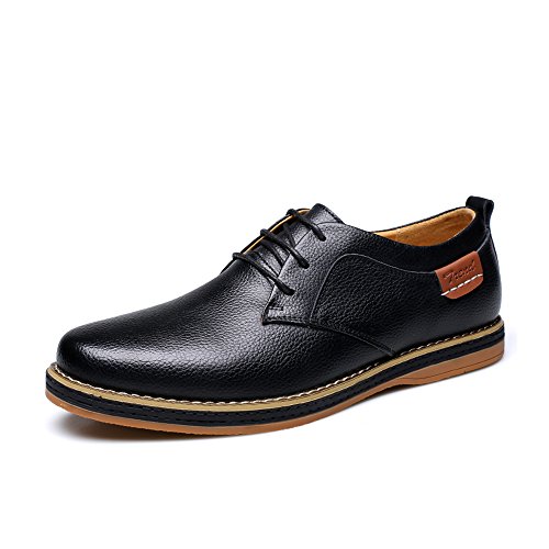 Alexis Leroy - Zapatos Derby con Cordones de Cuero Casual para Hombre Negro 44 EU / 10 UK