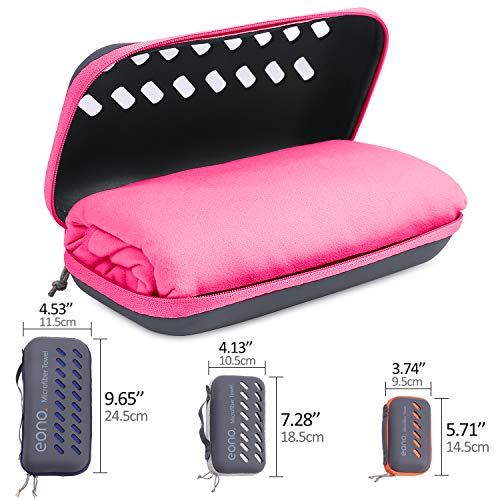 Amazon Brand - Eono Toalla de Microfibra para Llevar al Gimnasio, a la Playa, de Camping, de Viaje, de Natacion, o de Vacaciones. Secado rápido, Superabsorbente, Ultracompacta - Fucsia, 100x50cm