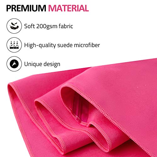 Amazon Brand - Eono Toalla de Microfibra para Llevar al Gimnasio, a la Playa, de Camping, de Viaje, de Natacion, o de Vacaciones. Secado rápido, Superabsorbente, Ultracompacta - Fucsia, 100x50cm