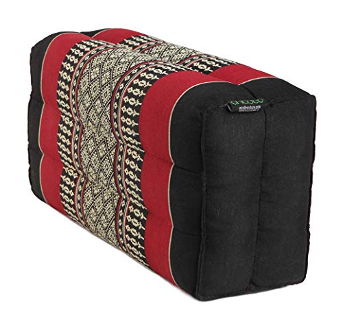 ANADEO YogaProducts Standard - Cojín de Yoga y Meditación Estándar Zafu - Kapok de Alta Densidad 100% Natural - Comodidad y Firmeza - Estabilidad del Asiento - Rojo Negro - X1