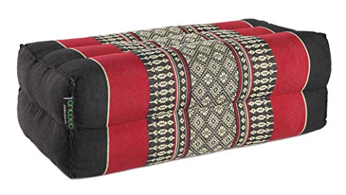 ANADEO YogaProducts Standard - Cojín de Yoga y Meditación Estándar Zafu - Kapok de Alta Densidad 100% Natural - Comodidad y Firmeza - Estabilidad del Asiento - Rojo Negro - X1