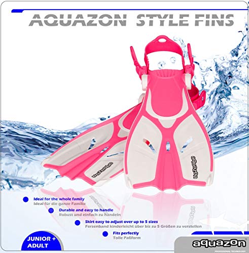 AQUAZON Aletas para niños Alicante, Aletas para bucear Ajustables, Ideales para bucear con esnórquel, bucear o como Aletas de natación, Aletas para bucear con esnórquel, Colour:Pink, Size:27/31