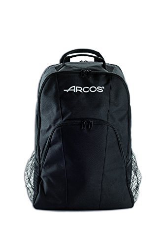 Arcos Bolsas para Cuchillos, Mochila porta Cuchillos Mochila para Chef, Capacidad 9 piezas, Poliester 600D con recubrimiento de PVC, Tamaño 330 x 480 x 185 mm, Color Negro, CUCHILLOS NO INCLUIDOS