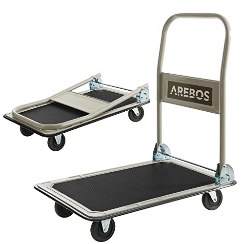 Arebos – Plataforma carro | Carrito | Carretilla | hasta 150 kg | con ruedas | antideslizante revestimiento | Protector de bordes