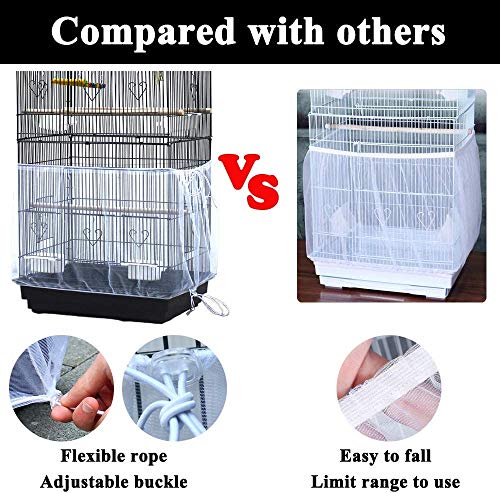 ASOCEA Universal Birdcage Cover Seed Catcher Cage falda para loro en malla de nylon - Blanco (No incluye Birdcage)