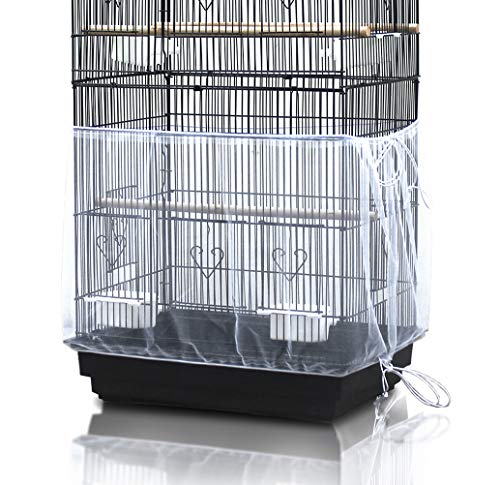 ASOCEA Universal Birdcage Cover Seed Catcher Cage falda para loro en malla de nylon - Blanco (No incluye Birdcage)