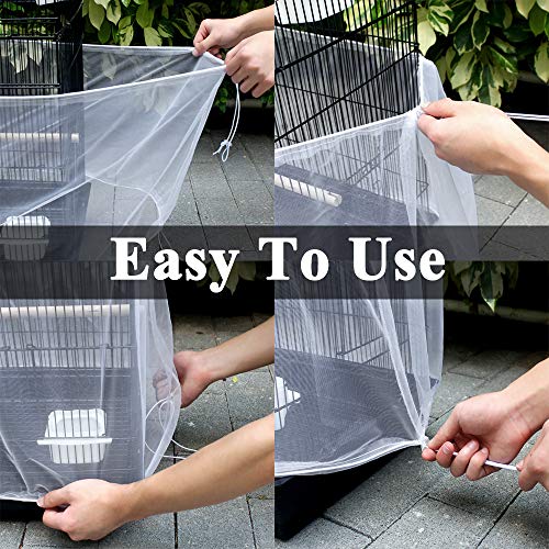 ASOCEA Universal Birdcage Cover Seed Catcher Cage falda para loro en malla de nylon - Blanco (No incluye Birdcage)