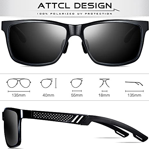 ATTCL Hombre polarizado gafas de sol Al-Mg marco de Metal Ultra Light 6560black