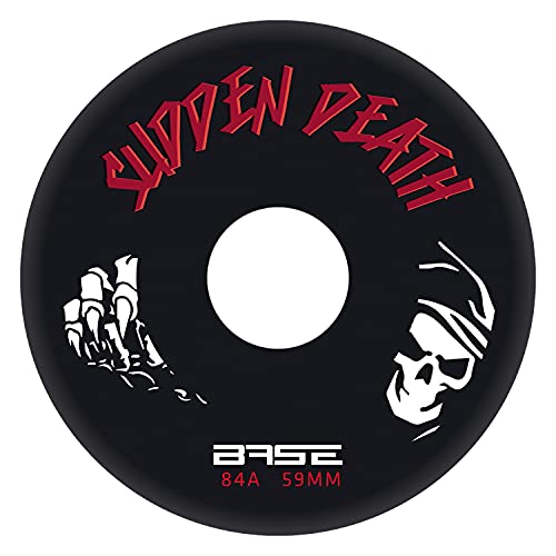 Base Outdoor Inliner Rollen Sudden Death-Ruedas para Patines en línea (4 Unidades, 80 mm, dureza 84A, Extremadamente duraderas, Agarre Fuerte), Color Negro, Unisex Adulto