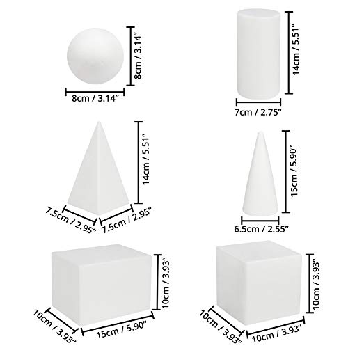 Belle Vous Set Formas Geométricas Blancas 3D (Pack de 6) Bloques Solidos - Juegos Educativos Recurso Aprendizaje/Educación Temprana – Formas para Dibujar, Matemática o Geometría