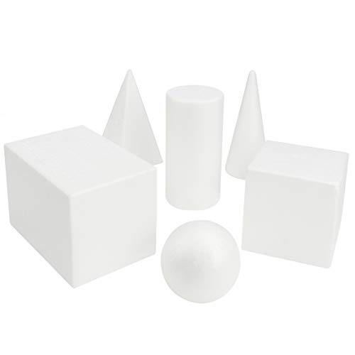 Belle Vous Set Formas Geométricas Blancas 3D (Pack de 6) Bloques Solidos - Juegos Educativos Recurso Aprendizaje/Educación Temprana – Formas para Dibujar, Matemática o Geometría