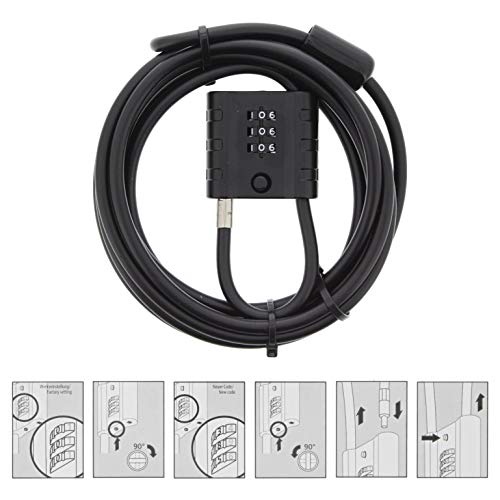 BURG-WÄCHTER Candado de cable con cerradura de combinación, Candado cuerda para bicicleta, Moto, Patinete eléctrico, Muebles de jardín, 725 300 Snap+Lock, Negro, 3 m