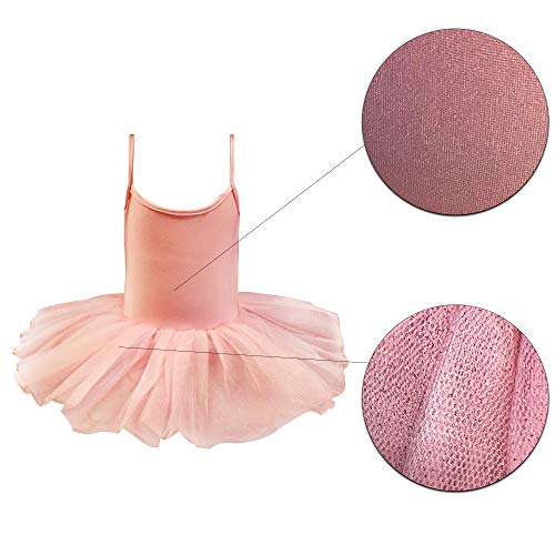 Carnavalife Maillot de Ballet Danza Mujer Elástica con Falda Tutu de Tirantes Finos (Rosa, M)